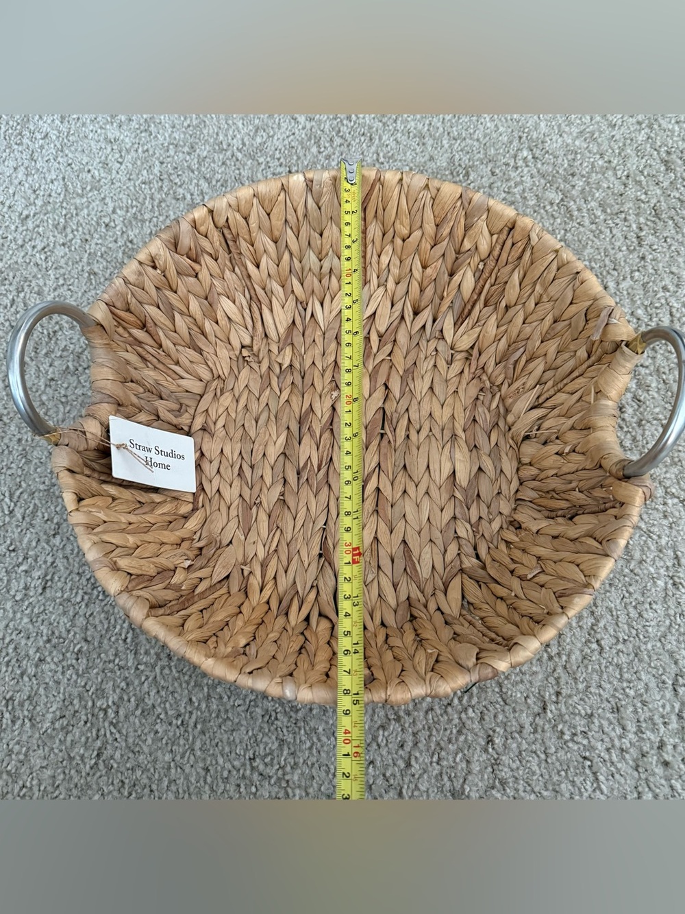 Straw Studios Braided Seagrass Round Storage Basket - Natural Tan wicker